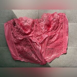 Vintage Christian Dior Pink Lace Lingerie Bustier Corset Size 36C